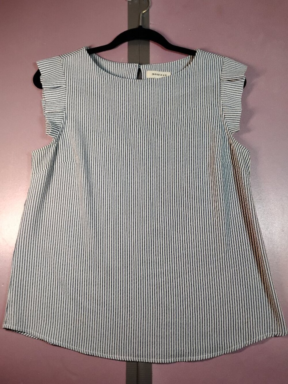 MONTEAU LOS ANGELES WOMENS STRIPPED SLEEVELESS TOP SZ M